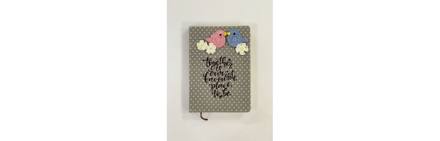 Diary with Crochet Embellished Birds and Flowers